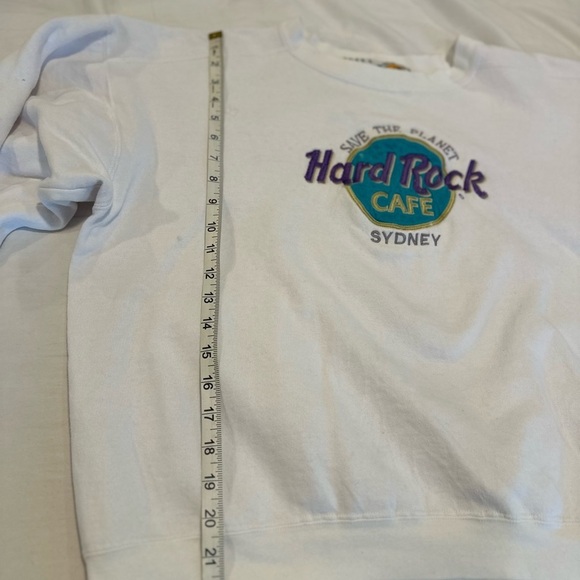 Vintage 90s Hard Rock Cafe Sz: L Sydney Australia White Crewneck Sweatshirt. - Picture 4 of 14